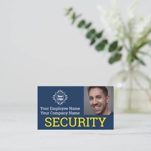 Professionell Security Guard Photo ID på Blue Visitkort (Stående Fram)