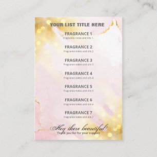 Professionell Shimmer Rosa Guld Fragrance List Car Visitkort