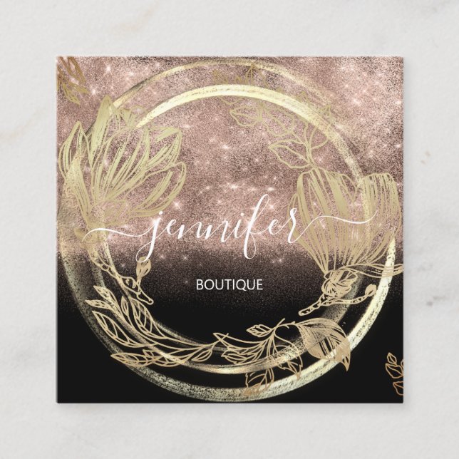 Professionell Shop SPA Ram Blommigt Guld Ro Fyrkantigt Visitkort (Framsida)