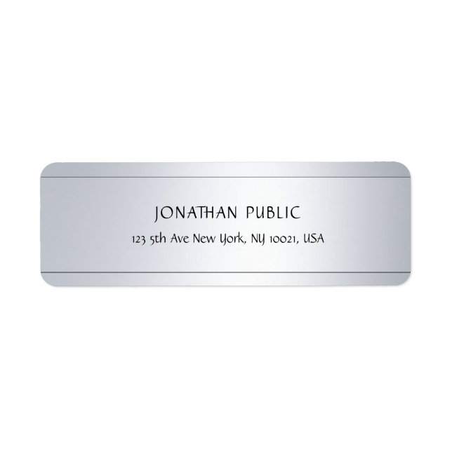 Professionell Silver Elegant Modern Returadress Returadress Etikett (Framsidan)