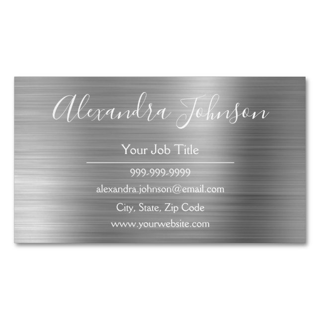 Professionell Silver Foil Modern Magnetiska Visitkort (Framsida)