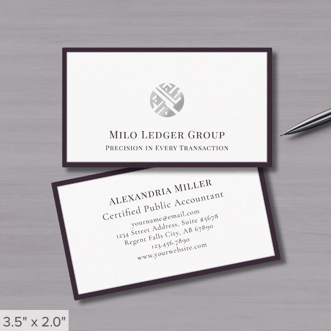 Professionell Silver Geometric Logotyp Visitkort (Skapare uppladdad)