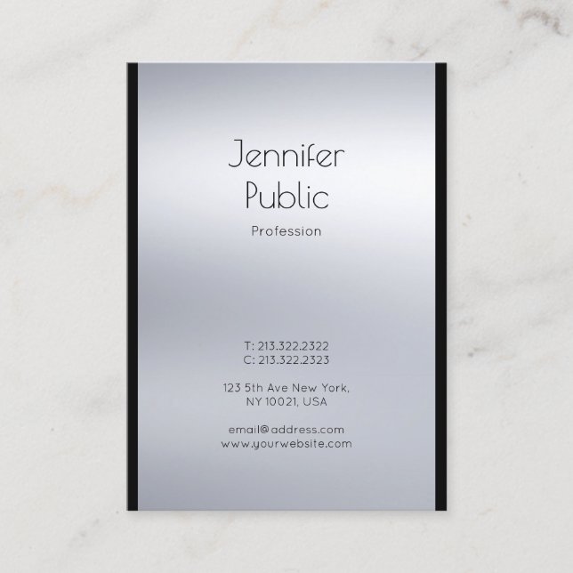 Professionell Silver Glam Enkel Luxe Modern Elegan Visitkort (Framsida)
