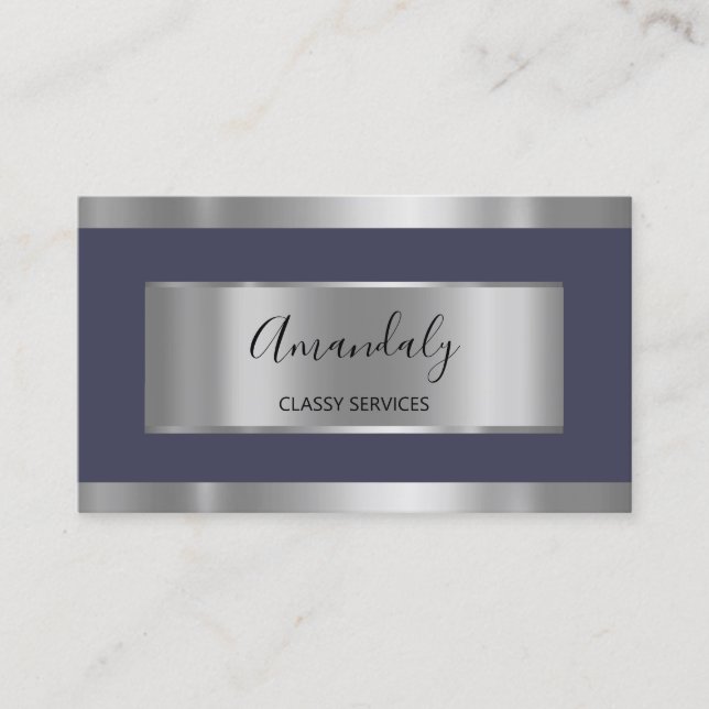 Professionell Silver Grått Elegant Framad marin fl Visitkort (Framsida)