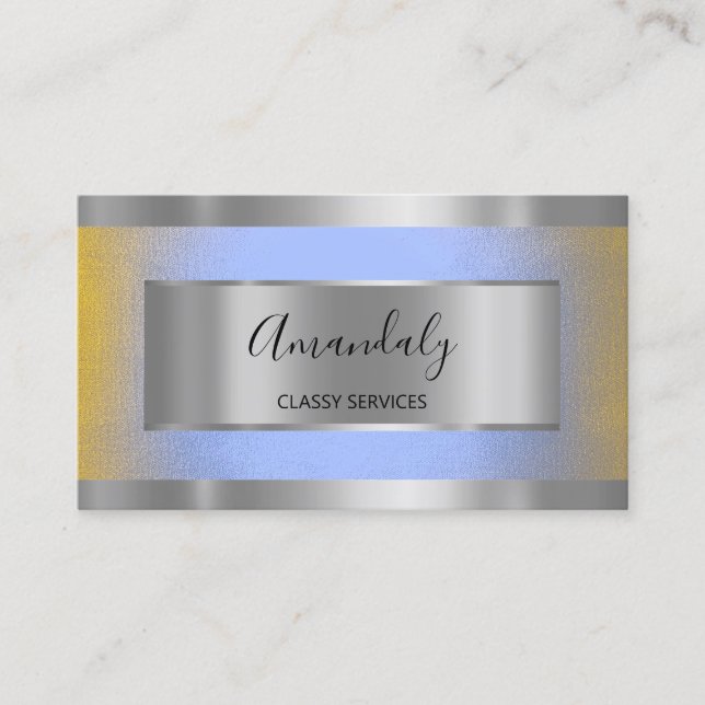 Professionell Silver Grått Elegant Framed  Blue Om Visitkort (Framsida)
