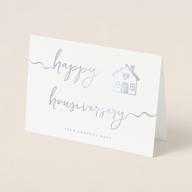 Professionell silver Happy Housiversary Fastighete Folierat Kort (Framsida)