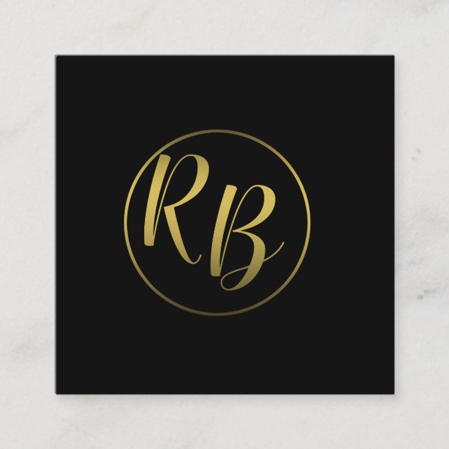 Professionell Simple Black Ombre Guld Monogram Fyrkantigt Visitkort (Framsida)