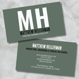 Professionell Simple Green Monogram Visitkort