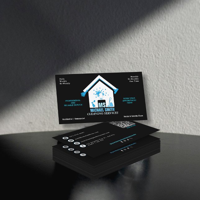 Professionell Simple Logotyp Städning Services Bla Visitkort (Skapare uppladdad)
