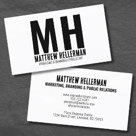 Professionell Simple Modern Black White Monogram Visitkort