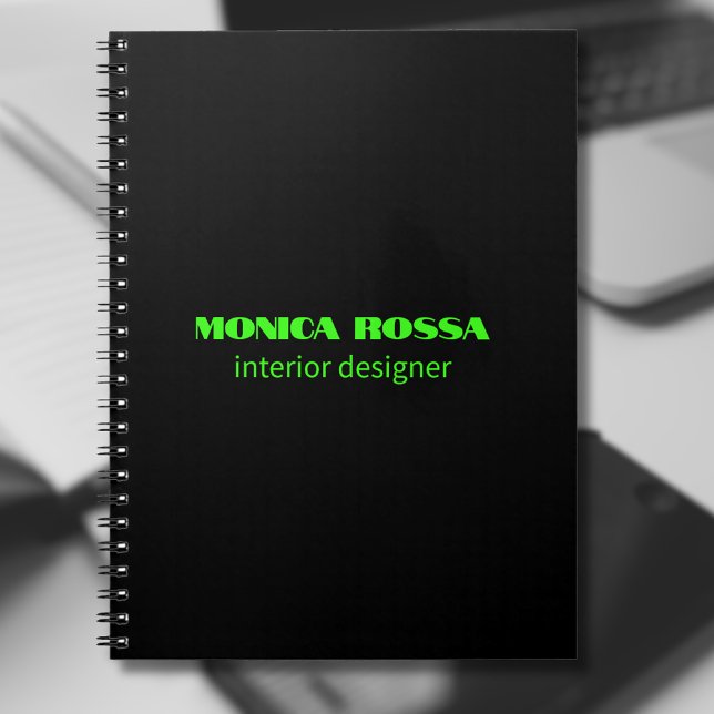 Professionell Simple Modern Neon Grönt Black Anteckningsbok (Skapare uppladdad)