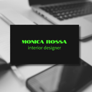 Professionell Simple Modern Neon Grönt Black Visitkort