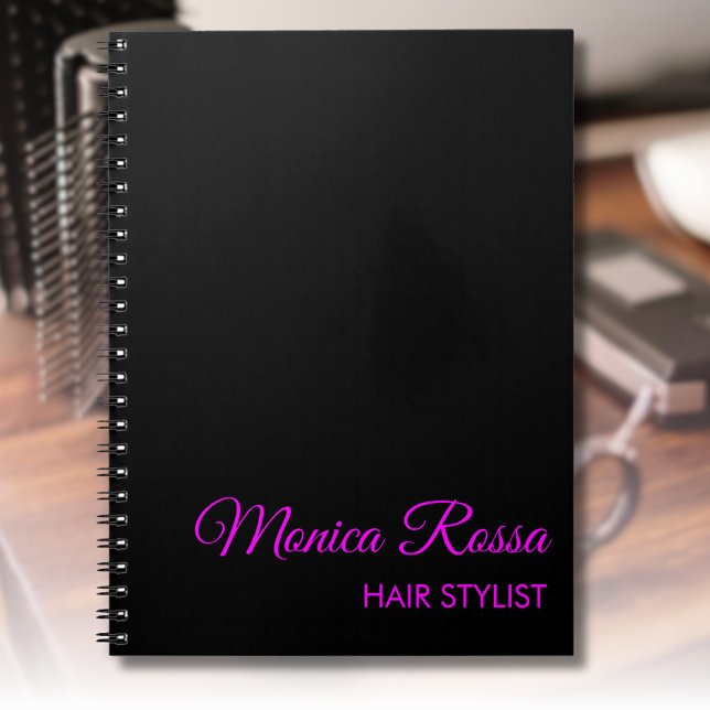 Professionell Simple Modern Neon Magenta Black Anteckningsbok (Skapare uppladdad)