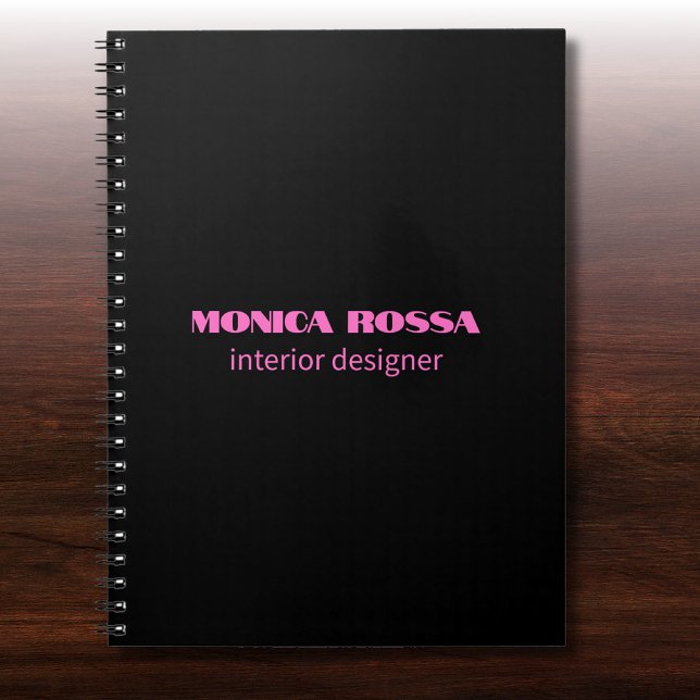Professionell Simple Modern Neon Rosa Black Anteckningsbok (Skapare uppladdad)