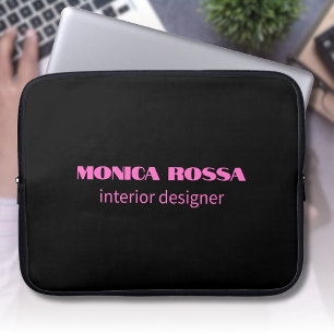 Professionell Simple Modern Neon Rosa Black Laptop Fodral