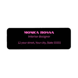 Professionell Simple Modern Neon Rosa Black Returadress Etikett