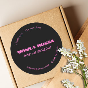 Professionell Simple Modern Neon Rosa Black Runt Klistermärke