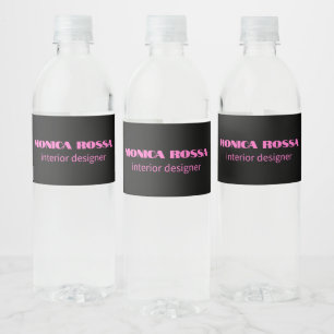 Professionell Simple Modern Neon Rosa Black Vattenflaskor Etikett