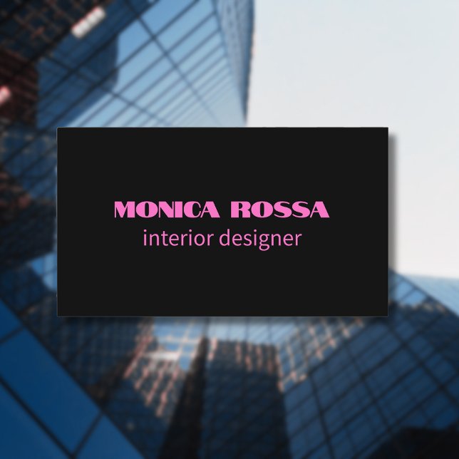 Professionell Simple Modern Neon Rosa Black Visitkort (Skapare uppladdad)