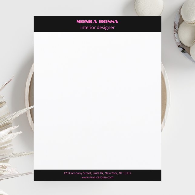 Professionell Simple Modern Neon Rosa Letterhead Brevhuvud (Skapare uppladdad)