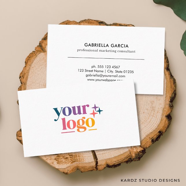Professionell Skannbar QR-kod Logotyp Minimalistis Visitkort (Front and back of the business card are shown in standard size. Choose size, corner + paper style.)