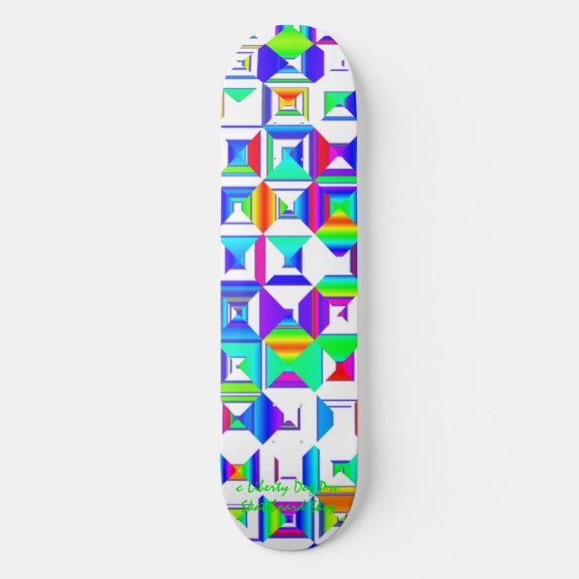 PROFESSIONELL SKATEBOARES - RAINBOW SQUARES - RAD MINI SKATEBOARD BRÄDA 18,7 CM (Framsida)