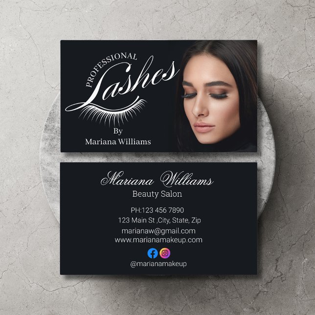 professionell, skönhet, svart snyggt visitkort (Skapare uppladdad)