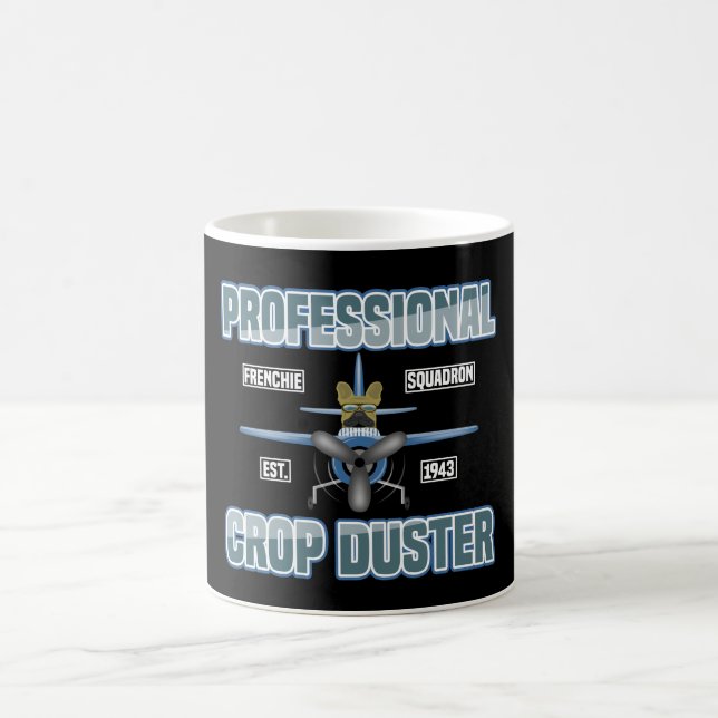 Professionell Skörd Duster med Fransk Bulldog Fart Kaffemugg (Center)