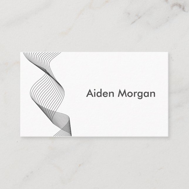 Professionell Sleek Black White Modern Wave Elegan Visitkort (Framsida)