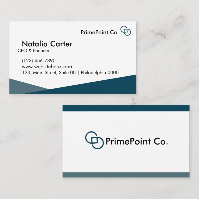 Professionell Sleek Modern Typography Geometric Visitkort (Fram/baksida)