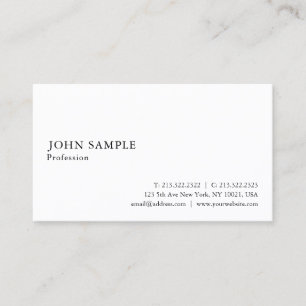 Professionell Smart Plain Modern Elegant White Visitkort