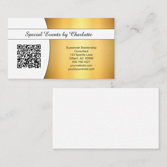 Professionell snygg guld anpassad QR-kod  Visitkort (Fram/baksida)