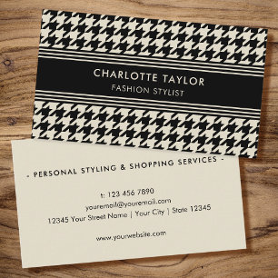 Professionell Snyggt Houndstooth Black White Visitkort