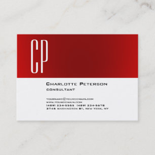 Professionell Snyggt Knubbig Red White Monogram Visitkort