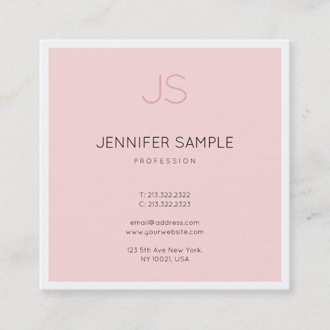 Professionell Snyggt Monogram Sleek Design Luxury Fyrkantigt Visitkort (Framsida)