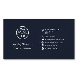 Professionell Social-Logotyp Modern Navy Blue Magnetiska Visitkort
