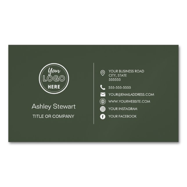 Professionell Social-Logotyp - Modern Trendig Grön Magnetiska Visitkort (Framsida)