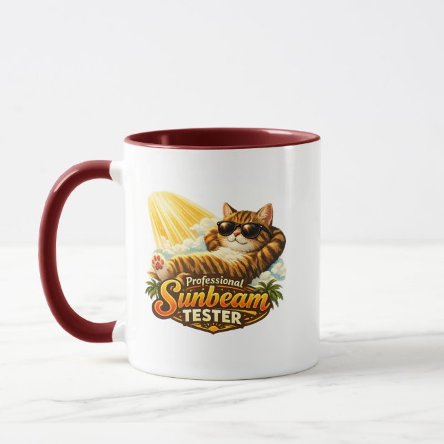 Professionell solstråletestare Rolig katt Com Mugg (Vänster)
