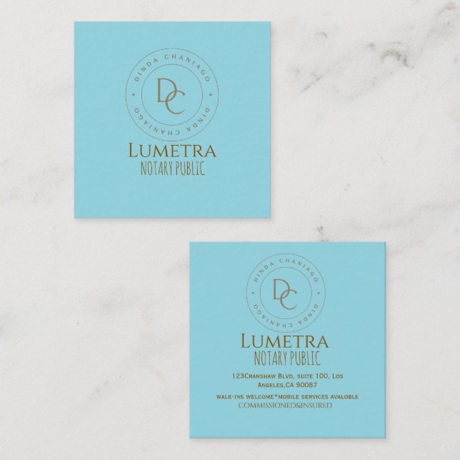 Professionell Square Notary Public Affärskort (Fram/baksida)