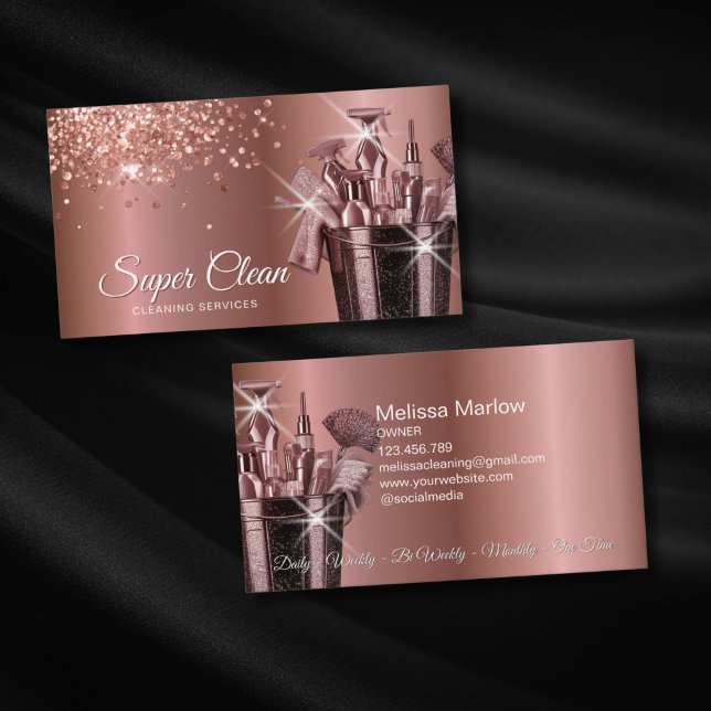 Professionell städning av hemmet visitkort (ROSE GOLD CLEANING TOOLS BUCKET)