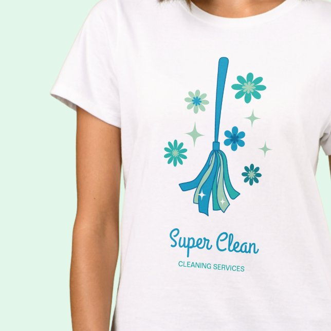 Professionell städning av hus Retro kvast Glans T Shirt (Skapare uppladdad)