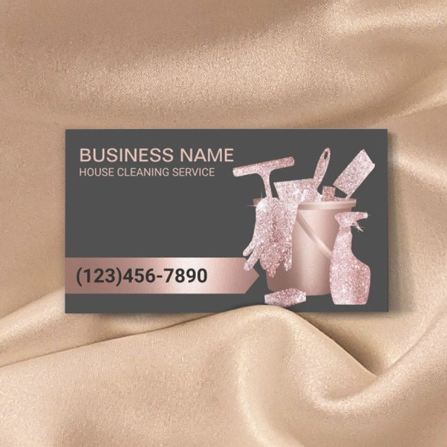 Professionell Städning Service Modern Ro Guld Visitkort (Skapare uppladdad)