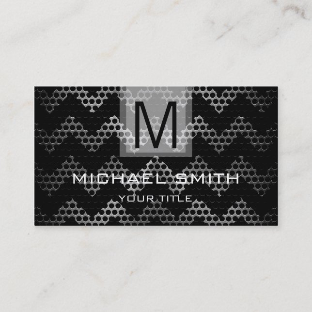 Professionell Stainless Steel Metall Monogram #6 Visitkort (Framsida)
