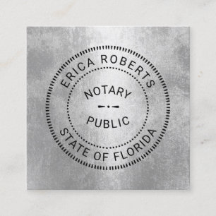 Professionell Stat Notary Frimärke Modern Silver Fyrkantigt Visitkort
