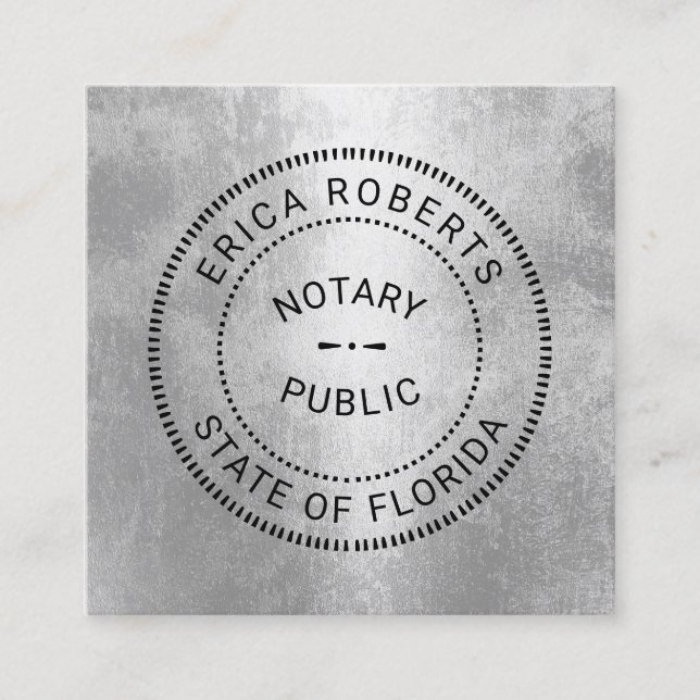 Professionell Stat Notary Frimärke Modern Silver Fyrkantigt Visitkort (Framsida)