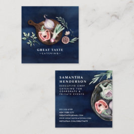 Professionell Stilren Blå Akvarell Catering Fyrkantigt Visitkort