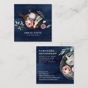 Professionell Stilren Blå Akvarell Catering Fyrkantigt Visitkort