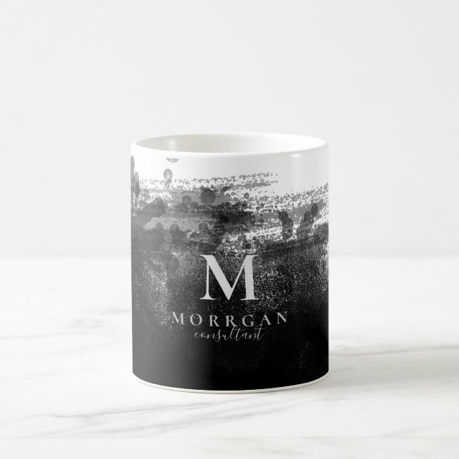 Professionell Stilren Svart Abstrakt Monogram Kaffemugg (Center)