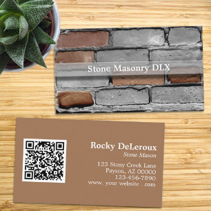 Professionell Stonemason Rustic Brick och QR-kod Visitkort