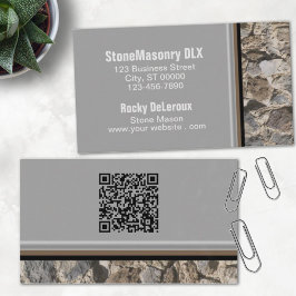 Professionell Stonemason Rustic Sten Gräns QR-kod Visitkort